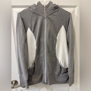 Neon Buddha Gray‎ and White Hooded Sweatshirt